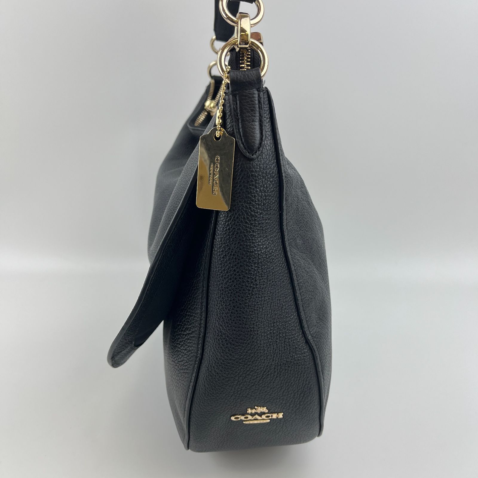 中古】COACH コーチ ショルダーバッグ ブラック レザー ヴィンテージ 