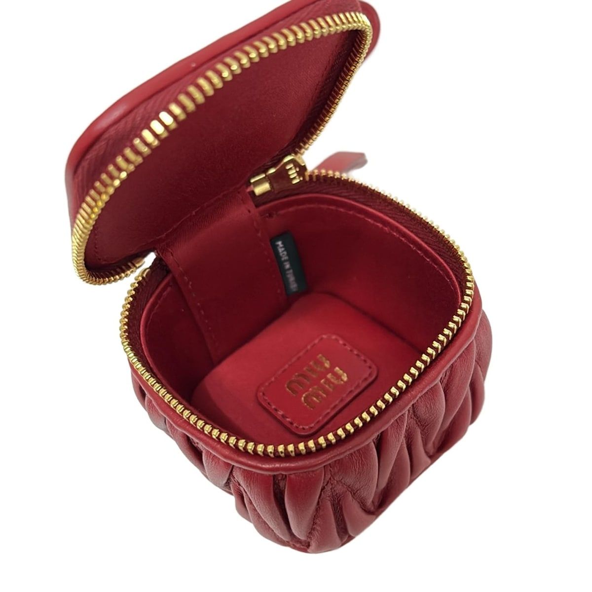  miumiu ミュウミュウ キーホルダー チャーム - ボルドー×ゴールド コインケース キーホルダー キーリング 小物