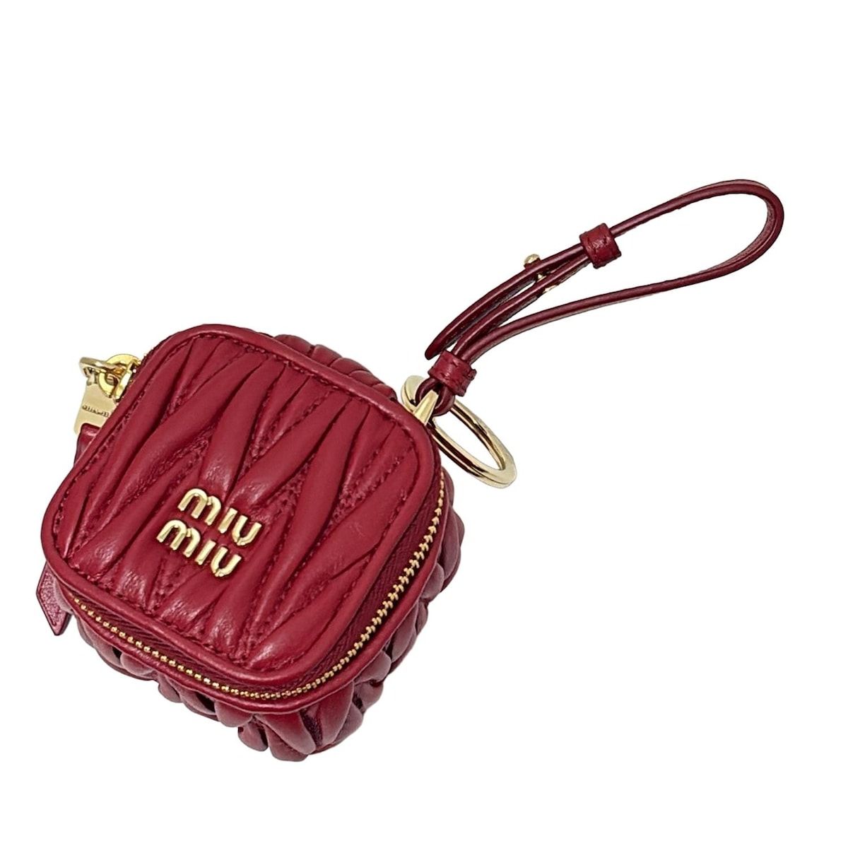 miumiu ミュウミュウ キーホルダー チャーム - ボルドー×ゴールド コインケース