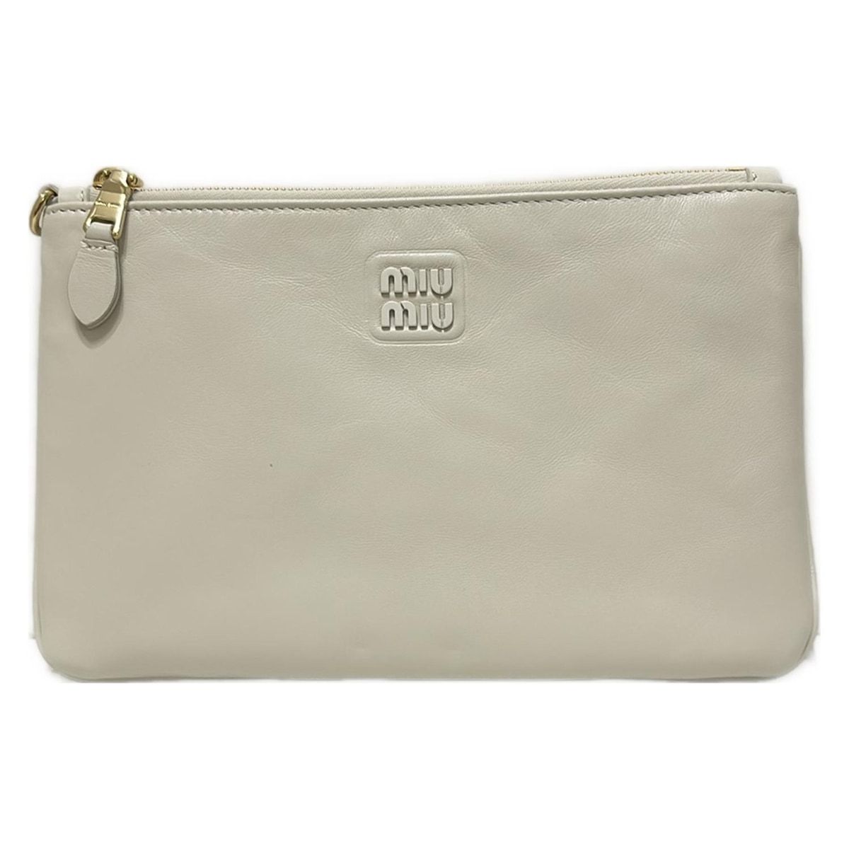 miumiu ミュウミュウ ポーチ - 5 NH 012 アイボリー レザー