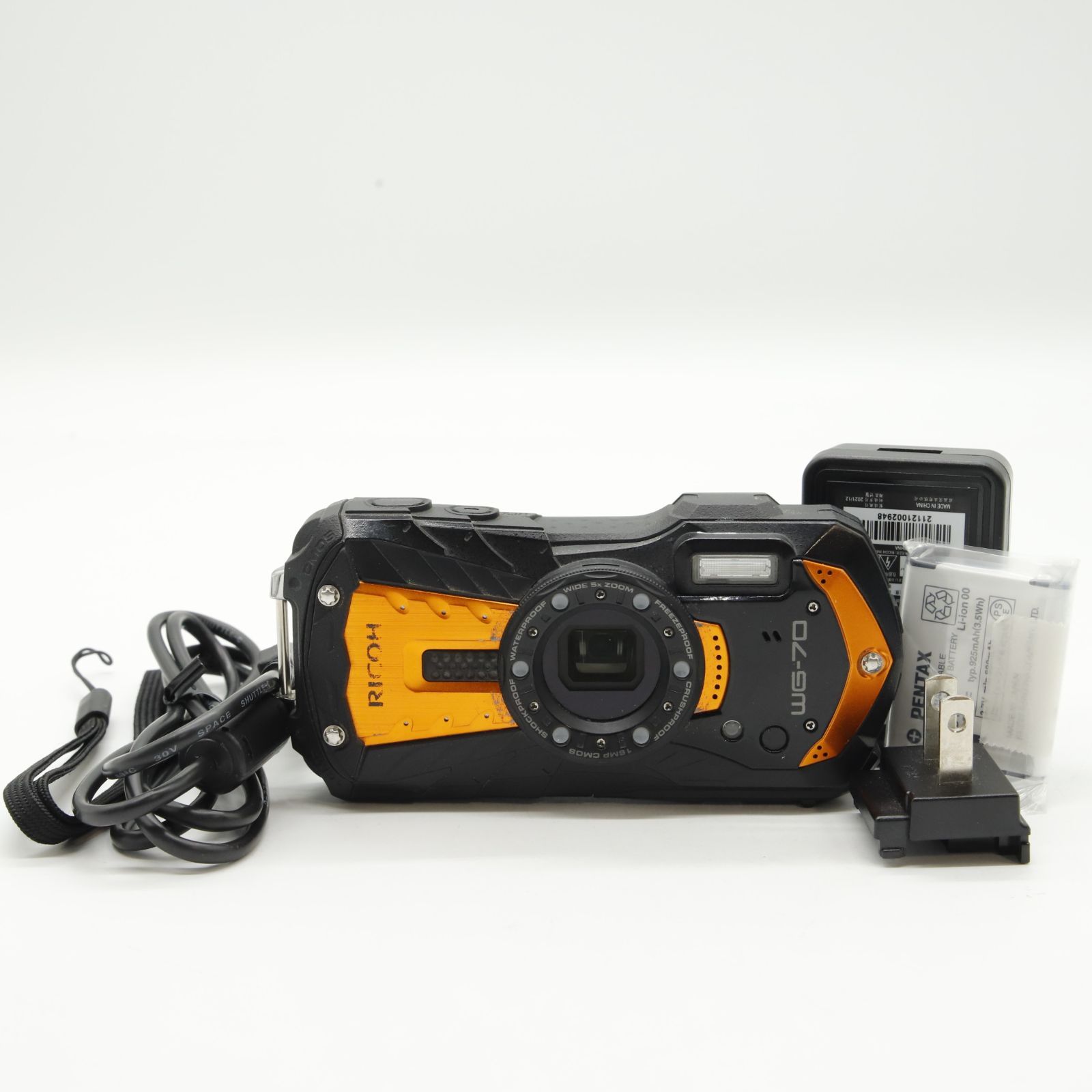 □良品□ RICOH WG-70 オレンジ リコー本格防水デジタルカメラ 14m防水