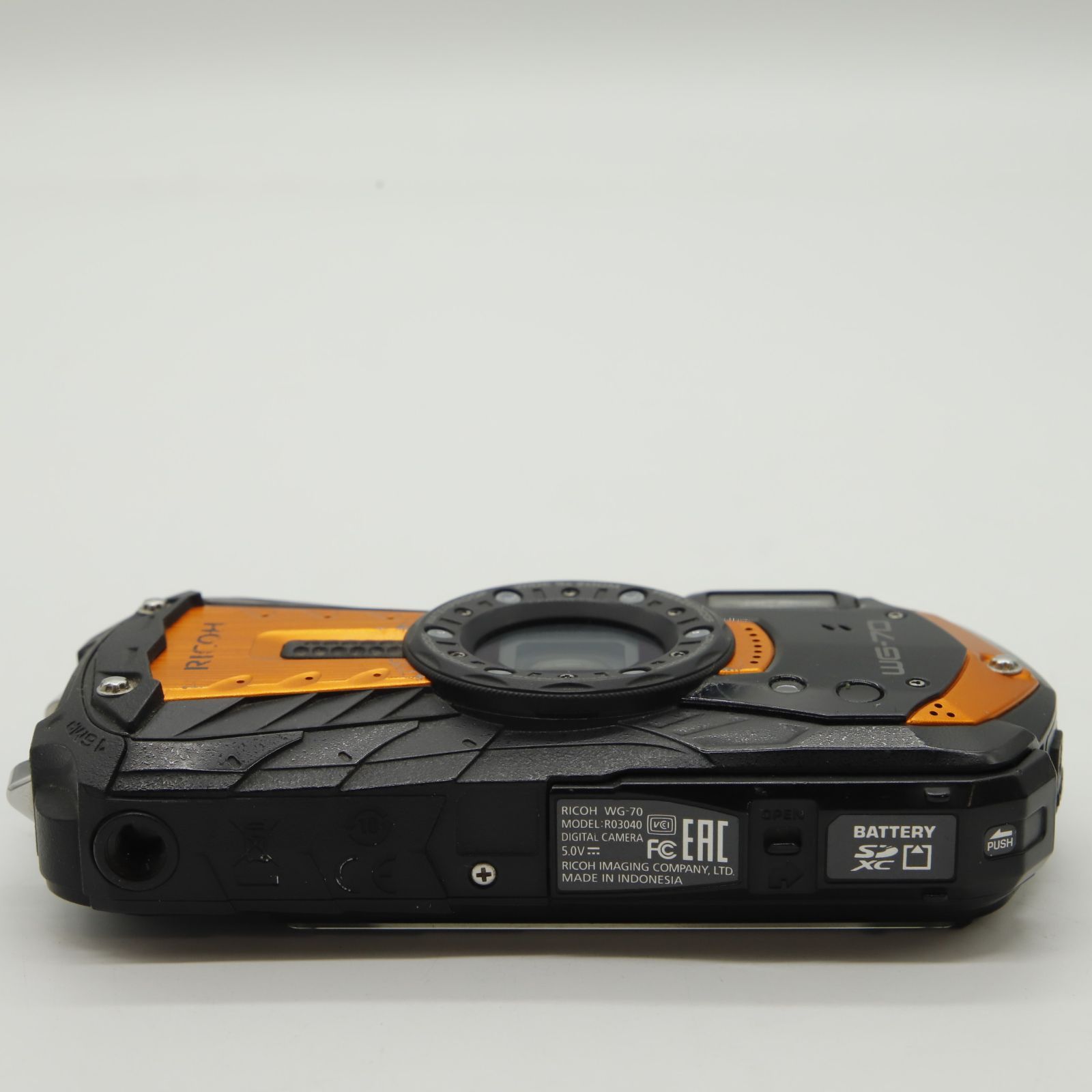 □良品□ RICOH WG-70 オレンジ リコー本格防水デジタルカメラ 14m防水