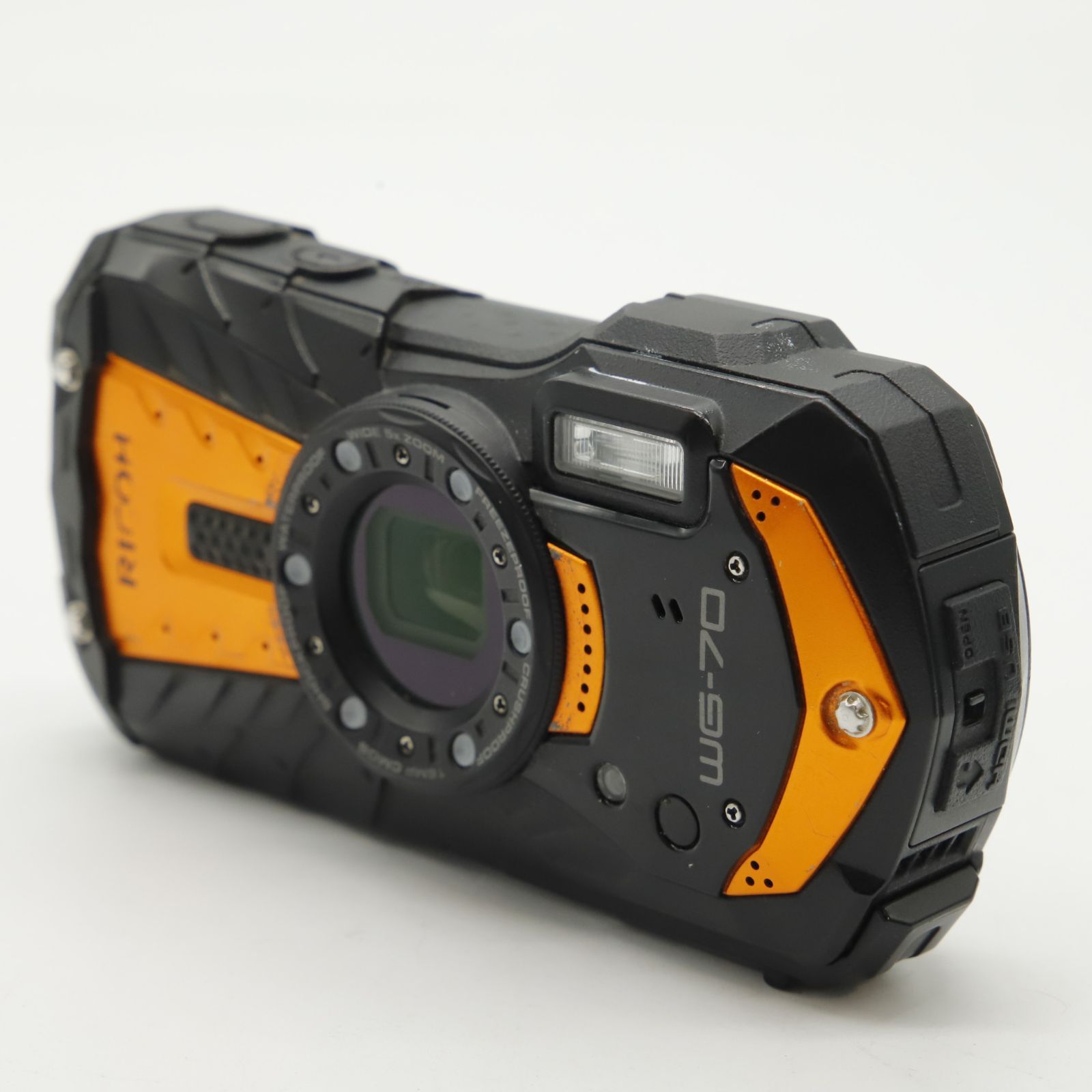 □良品□ RICOH WG-70 オレンジ リコー本格防水デジタルカメラ 14m防水