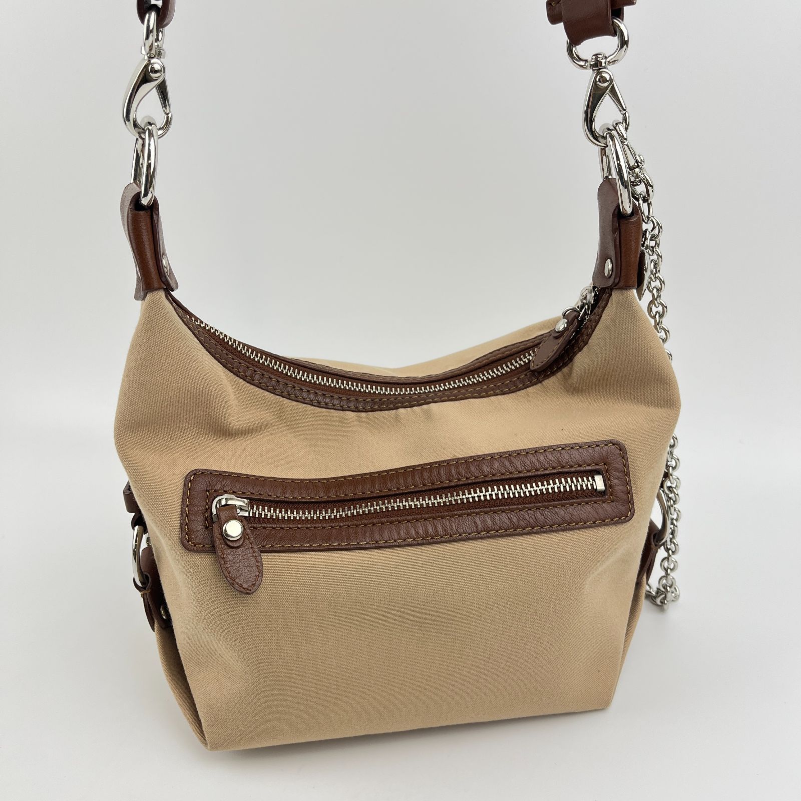 中古】BURBERRY バーバリー ショルダーバッグ ベージュ キャンバス