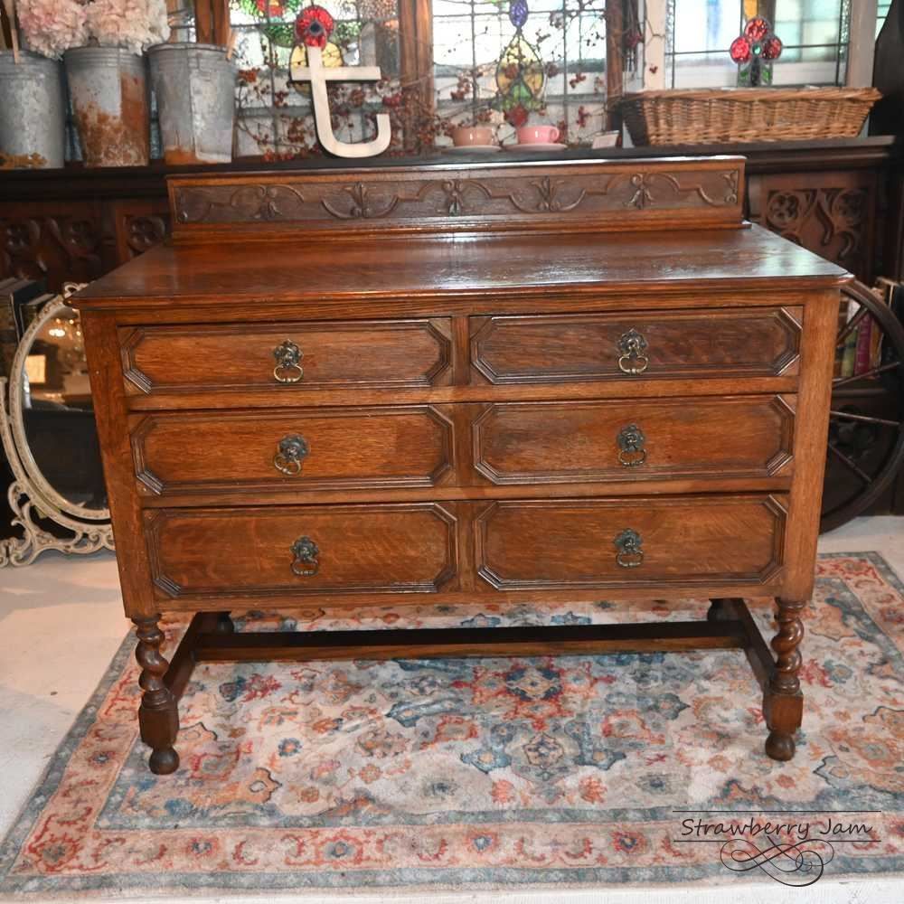 L3710-110 英国アンティーク オーク チェスト 3段 引き出し 収納