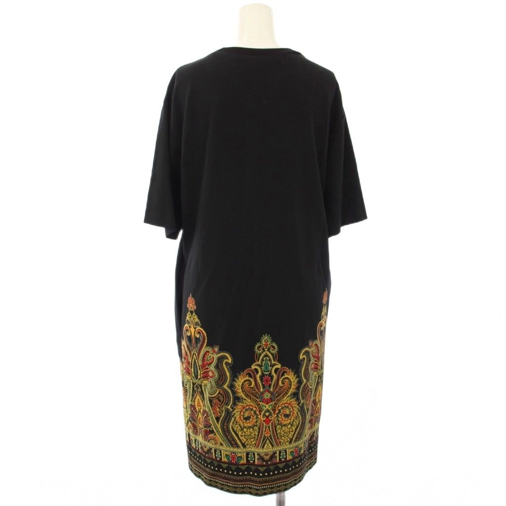 エトロ ETRO ワンピース ひざ丈 半袖 総柄 38 黒 192-18038-5253 /TK