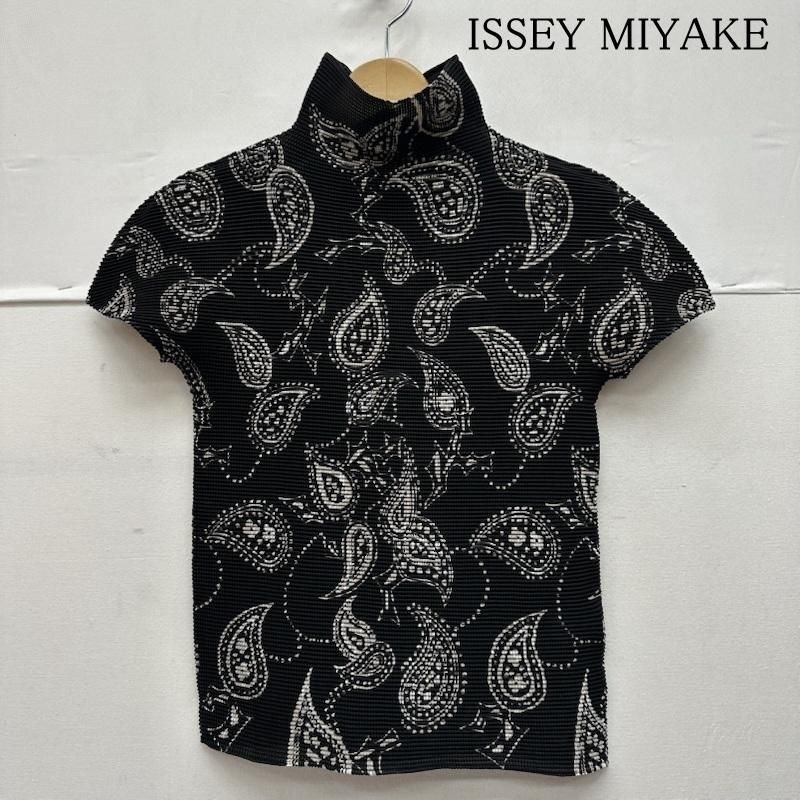 イッセイミヤケ ペイズリー 総柄 ハイネック プリーツ カットソー