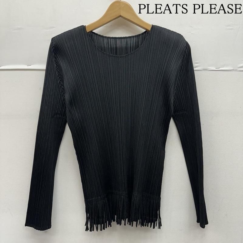 プリーツプリーズ ISSEY MIYAKE フリンジ カットオフ プリーツ カットソー PP 91-JK 586 レディース 3 ISItems 古着