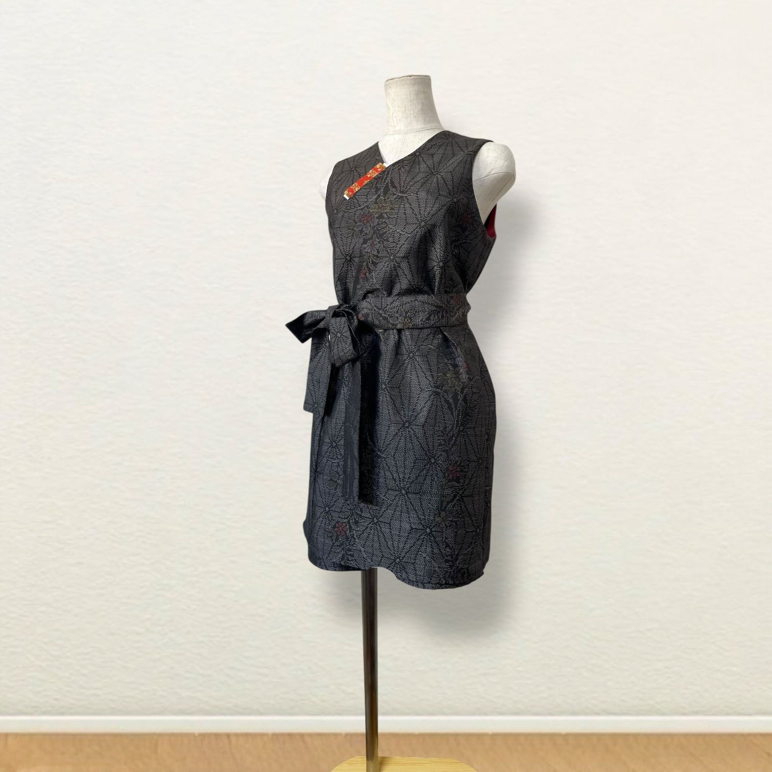 大島紬の着物から作った茶道お稽古着