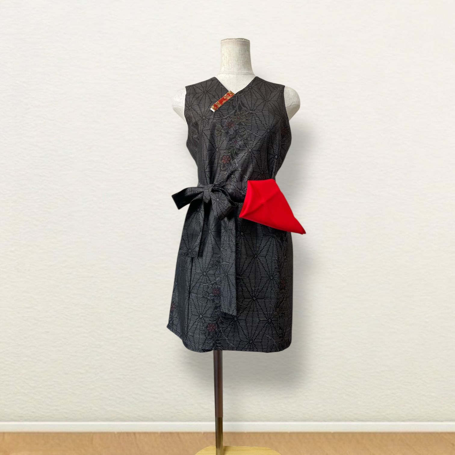 大島紬の着物から作った茶道お稽古着 チュニック丈タイプ