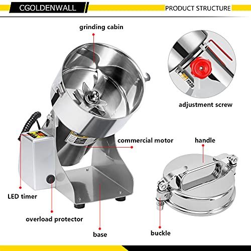 CGOLDENWALL 2500g粉末ミルLED表示 電動微粉砕機業務用 穀類・生薬