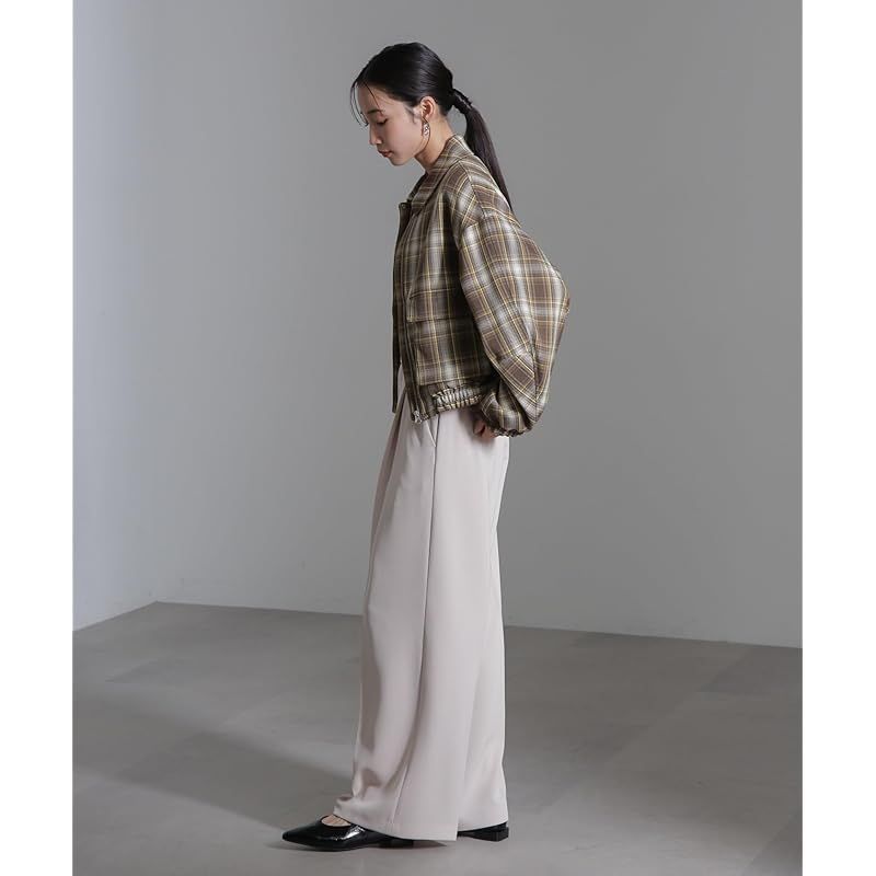  ナノ ユニバース チェック ショート ブルゾン レディース M 180 カーキ 669-4212301 コート ジャケット ファッション