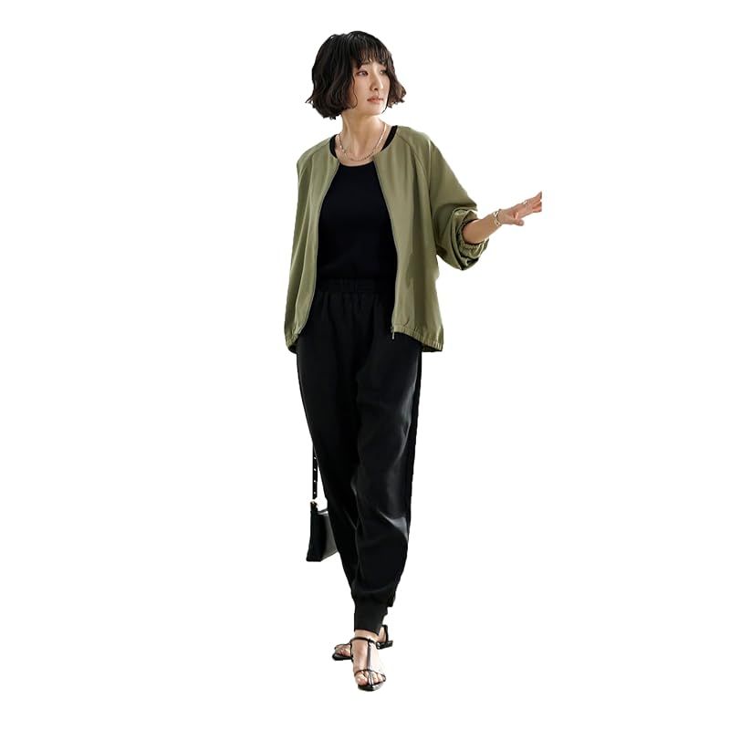 ユアーズ バルーンシルエット クルーネック ブルゾン レディース M カーキ