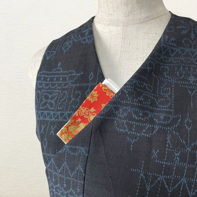 十日町紬の着物から作った茶道お稽古着