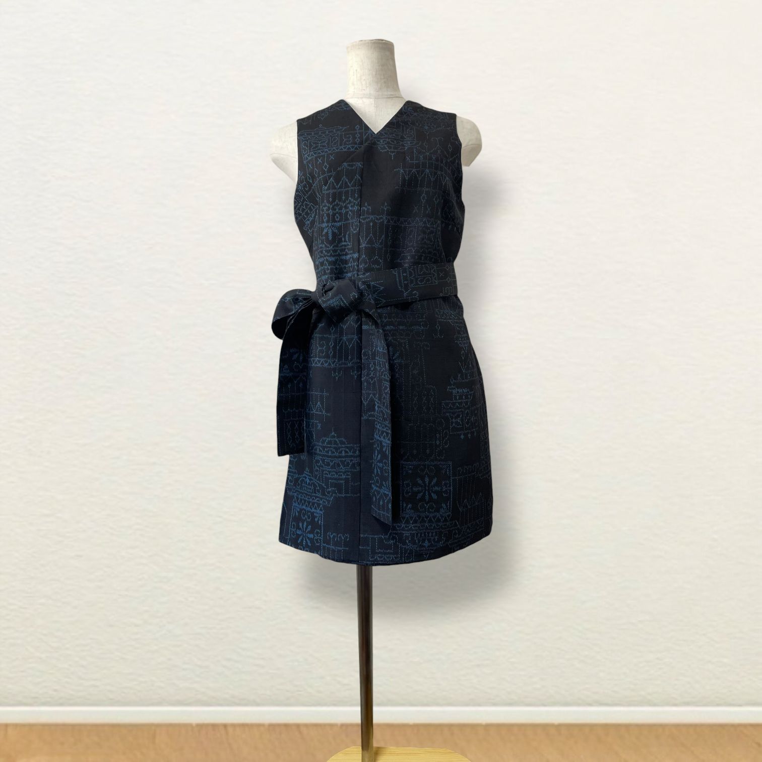 着物リメイク 十日町紬の着物から作った茶道お稽古着 チュニック丈タイプお城柄