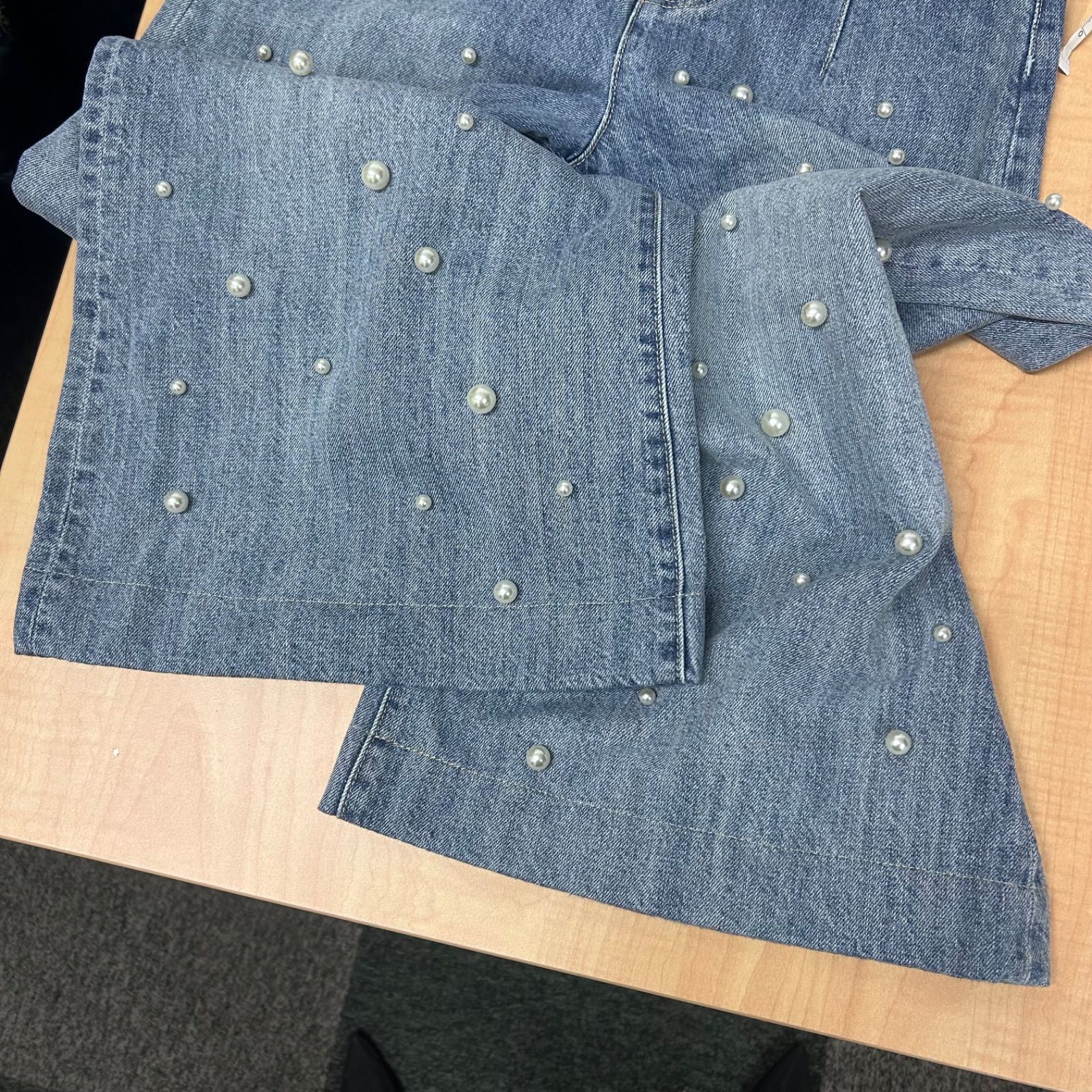  LOULOU ルルウィルビー パールデニムバギーパンツ size 1 その他 デニム ジーンズ