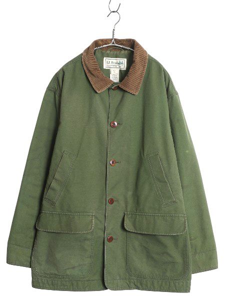 な ! 00 s エルエルビーン コットン ハンティング ジャケット メンズ L | 古着 オールド カバーオール ハーフ コート フランネル ライナー付き 緑