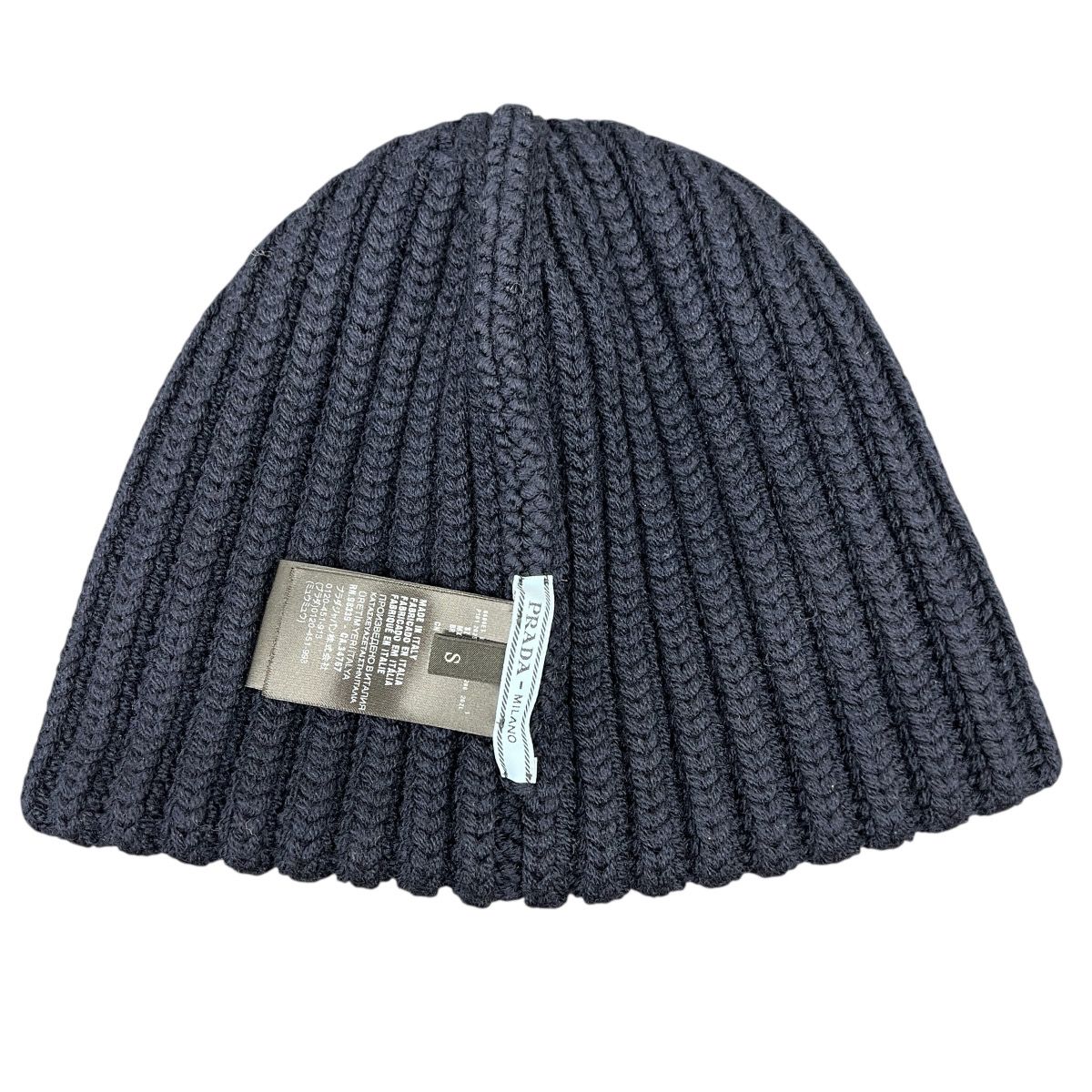 【お値下げ中】PRADA ニットビーニー ダークネイビー PRADA 希少 展示品級 プラダ トライアングル ロゴ ビーニー 1HC390