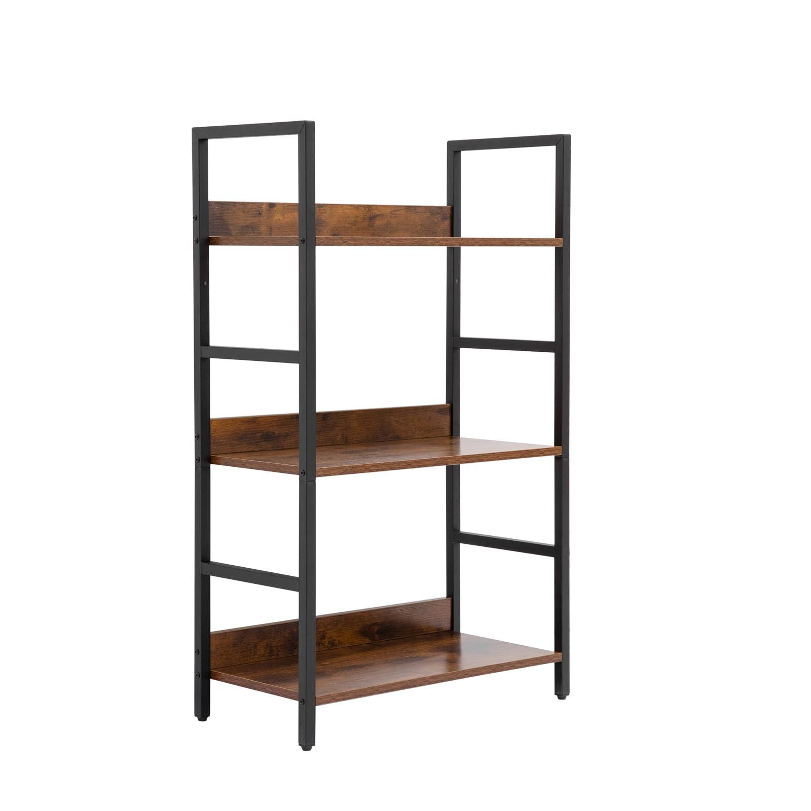 キッチンラック レンジラック 飾り棚 隙間収納 木製棚板 スリム スチール 大容量 多用途 多機能 耐久性 省スペース 本棚 寢室 収納ラック リビング 収納棚 オフィス オープンラック 組立簡単 オープンシェルフ 3段-幅60奥行30高さ100 cm