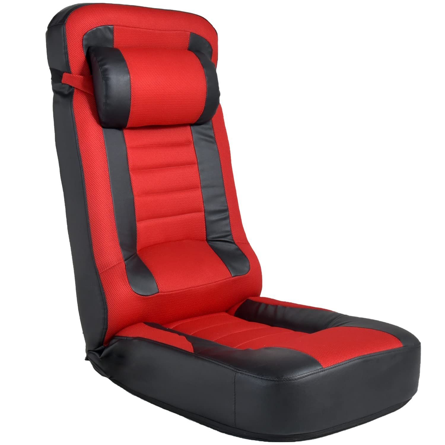 エクスト レッド ゲーミング座椅子 パーソナルチェア リクライニング 18段階 フリーロックギア PVC×メッシュ 78201 低反発 スーパーハイバック 座椅子 レーシング CYBER-GROUND