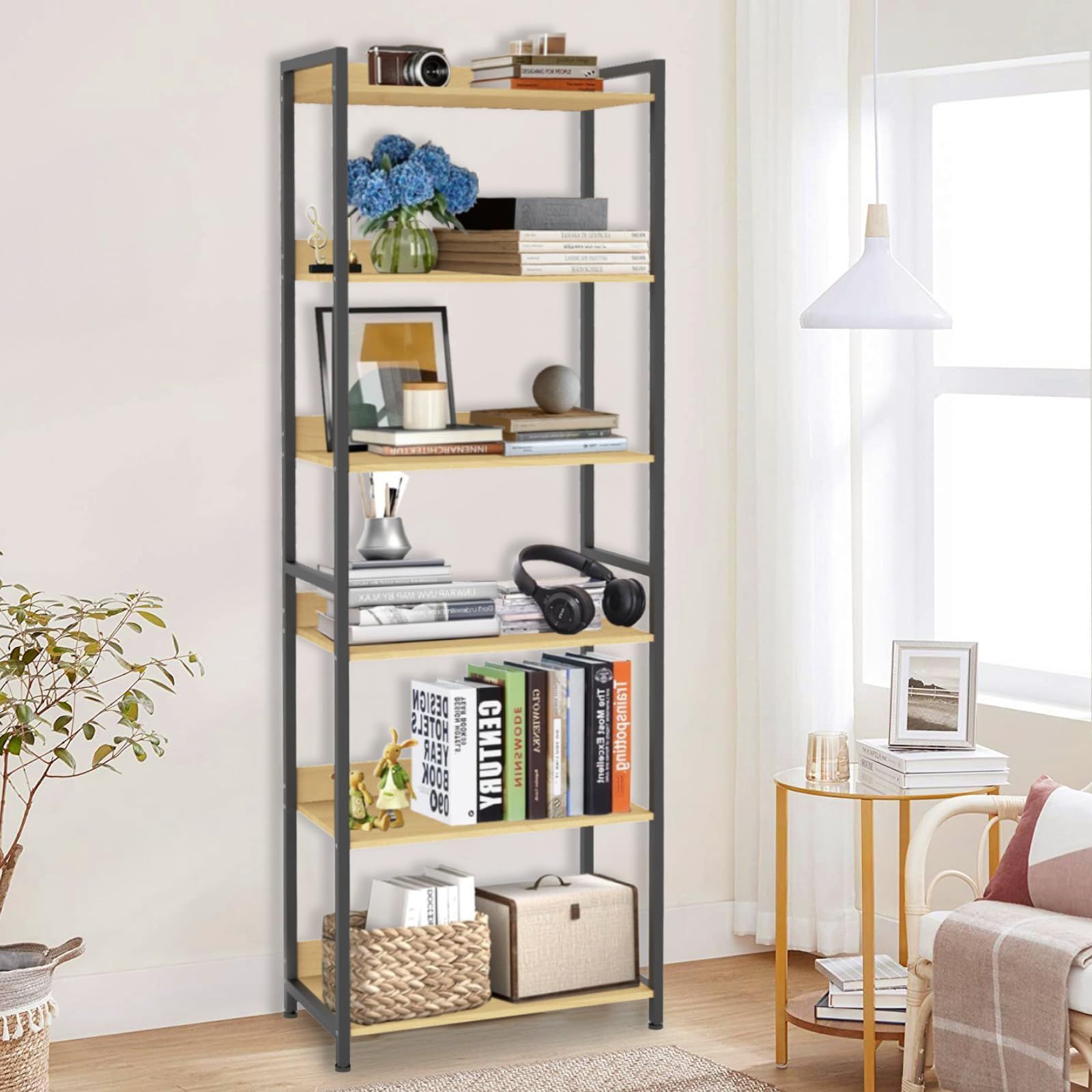 おしゃれ キッチンラック オープンラック 収納ラック 本棚 幅60×奥行30×高さ169 cm 木目調 オープンシェルフ 耐久 6段 組立簡単 ラック 高耐荷重 棚 リビングルーム キッチン ベッドルーム バスルーム バルコニー 書斎に適用 DSDCDJ