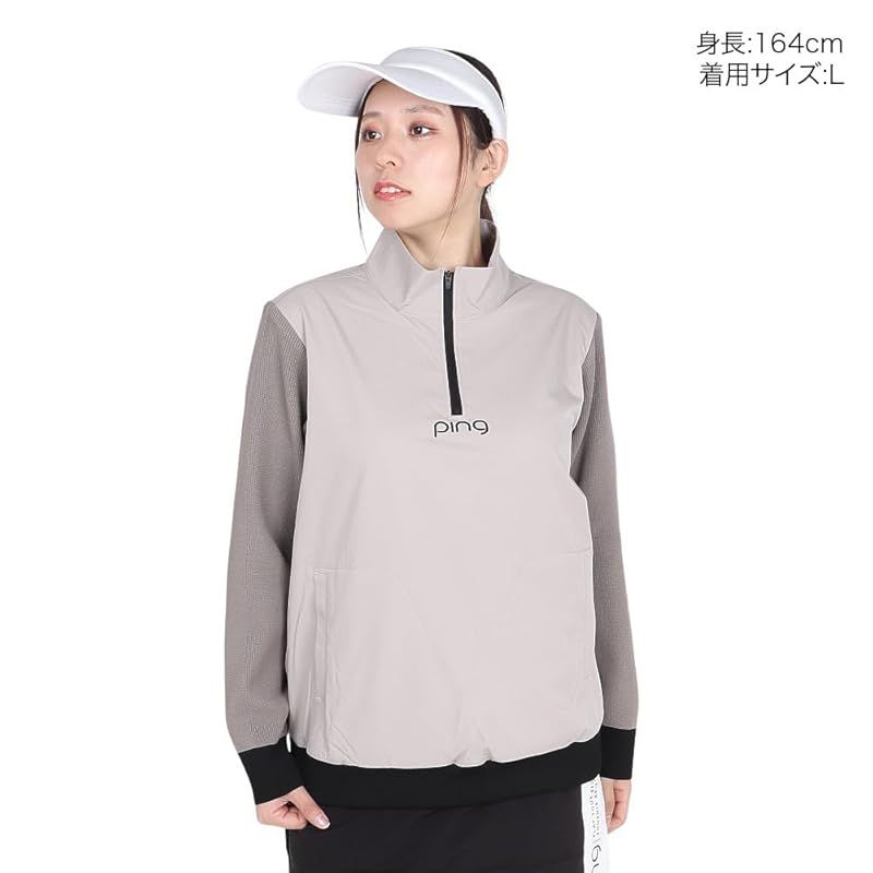 ピン アパレル レディース 保温 ハーフジップブルゾン ストレッチ | ゴルフ アウター 622-4220900 040_ベージュ LL