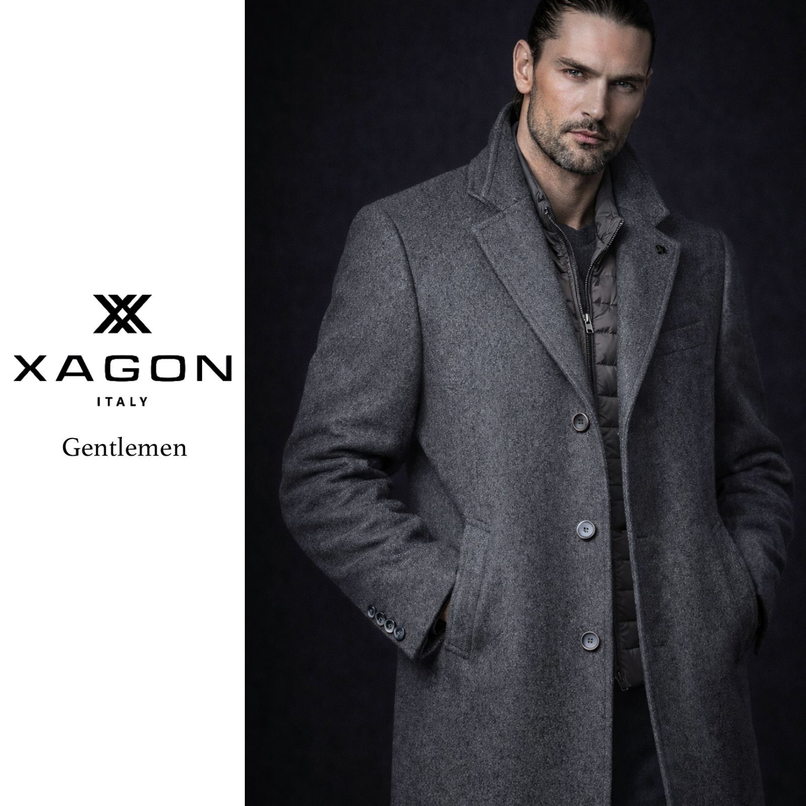 dt 072●48●50●52●選択可●エクサゴン イタリー ジェントルマン●メランジツイードウールコート●イタリア製●エルメネジルドゼニアやベルベストがお好きな方も