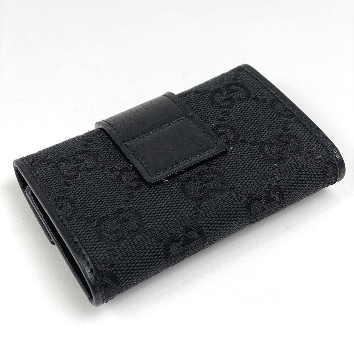 グッチ GUCCI GG柄 6連 キーケース キーリング 鍵入れ GGキャンバス レザー ブラック 74212 レディース