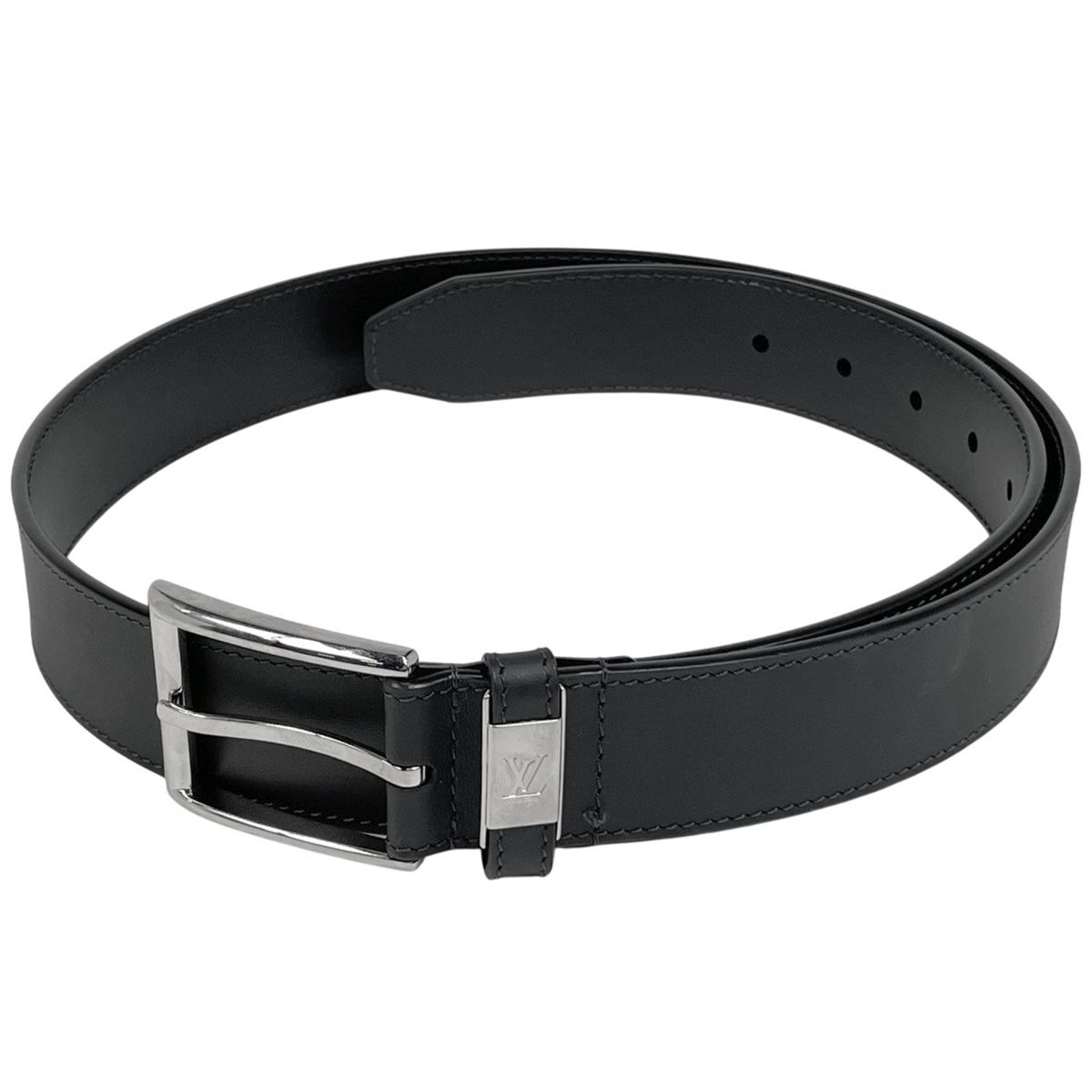 ルイ ヴィトン Louis Vuitton LV シティ ピン 35 MM サンチュール ベルト レザー ブラック メンズ