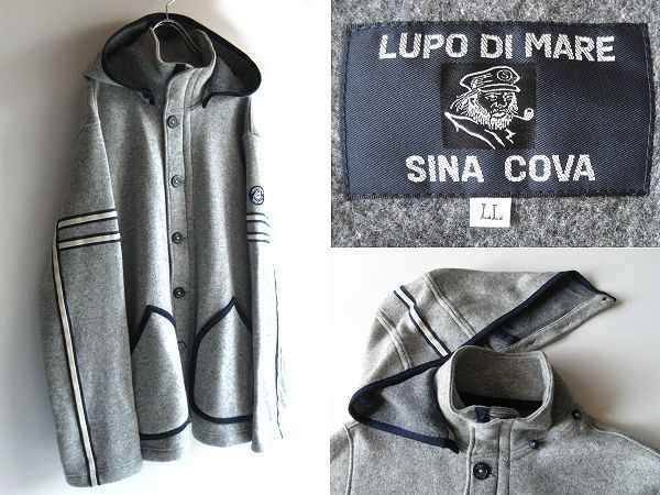 美品 SINA COVA シナコバ 船長ロゴワッペン フード取外可 2WAY ウール