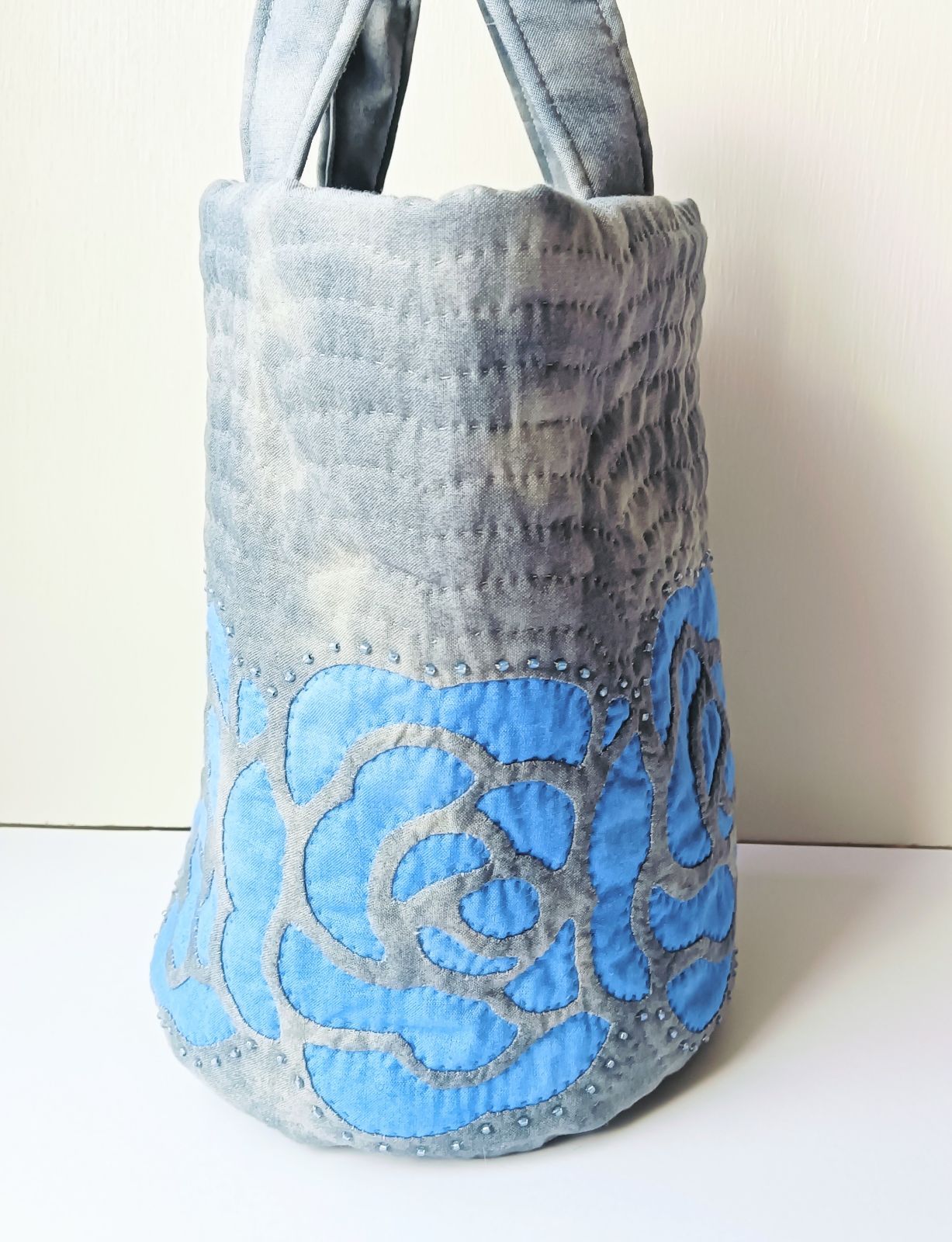 ハワイアンキルト バケツ型トートバッグ ロケラニブルー - メルカリ