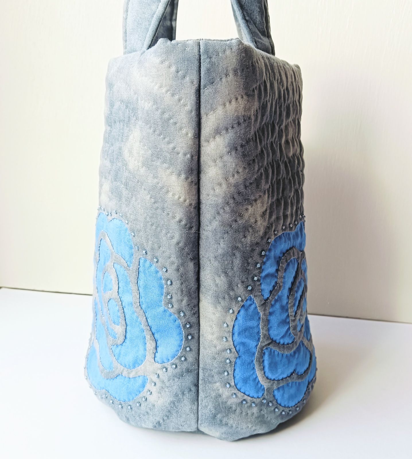 ハワイアンキルト バケツ型トートバッグ ロケラニブルー - メルカリ