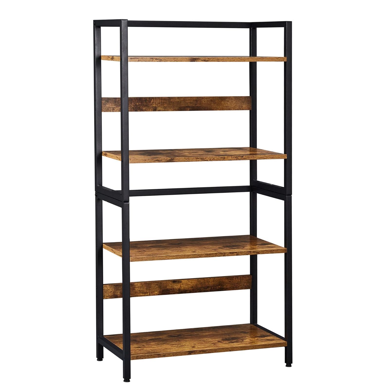 リビングラック キッチンラック 花台 すき間収納 シェルフ棚 2 棚 in ラック 1設計 オープンラック 本棚 収納 アイアンラック 収納ラック 組立簡単 スリム ディスプレイラック 幅60 cm×奥行30 cm×高さ118 cm 木製 四角 4段 オ