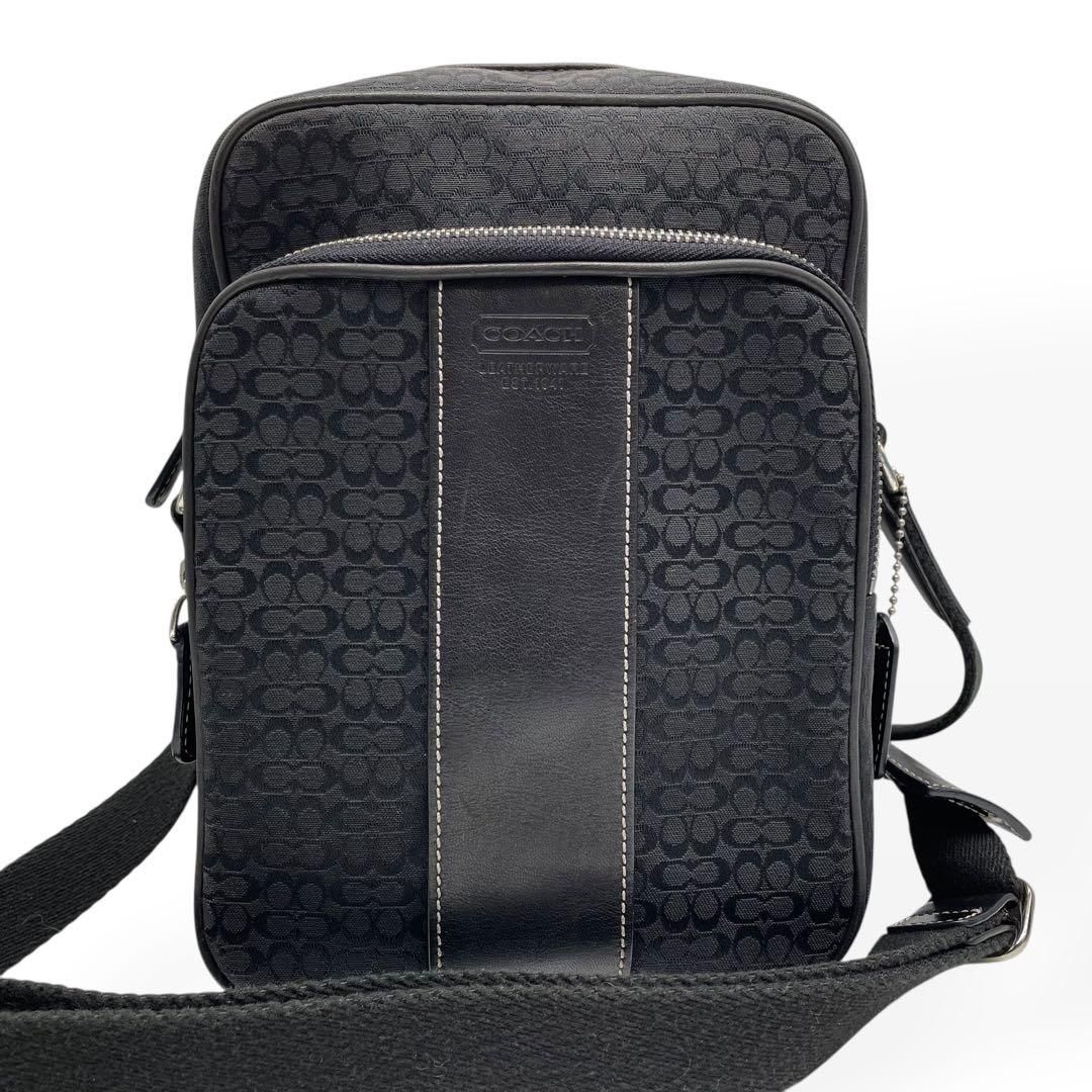 COACH コーチ ショルダーバッグ ミニシグネチャー 男女兼用 黒