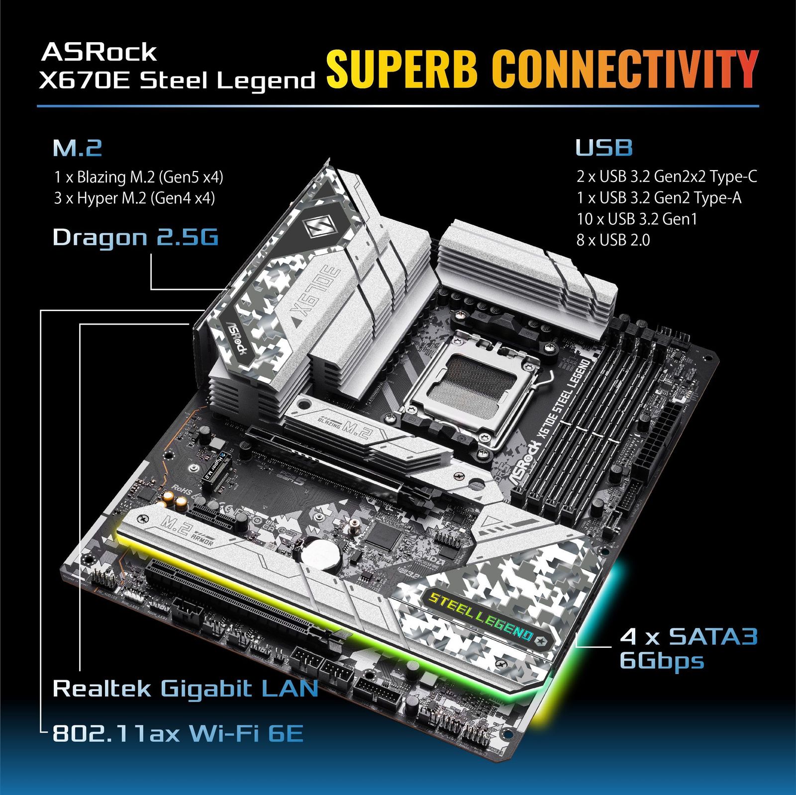 ASRock マザーボード X670E Steel Legend AMD Ryzen 7000 シリーズ CPU