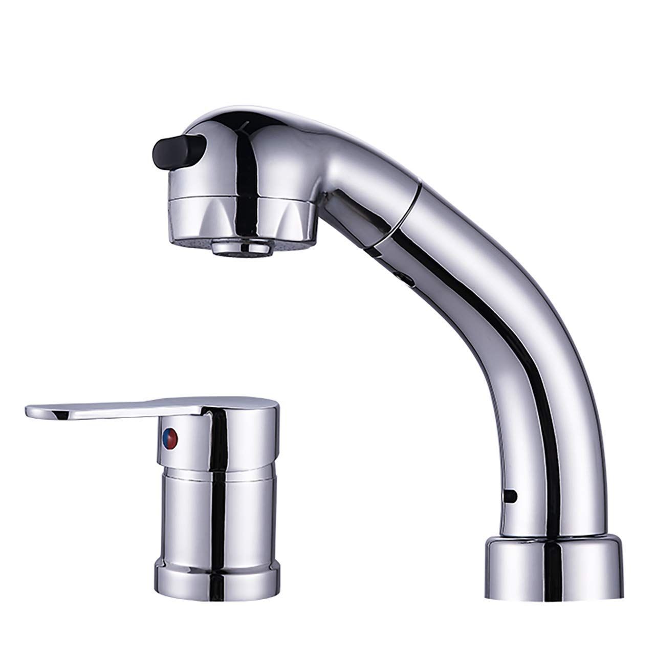 在庫処分 フェリモア 蛇口 シャワー ホース 整流 ホース引き出し式 360度 洗面台 洗髪 シングルレバー シルバー