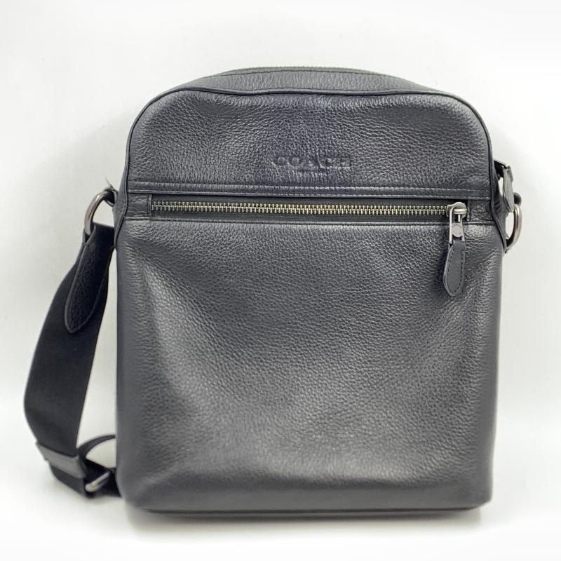 COACH 4011 ぺブルレザー ヒューストン フライト バッグ ブラック △擦れ R-C コーチ 24