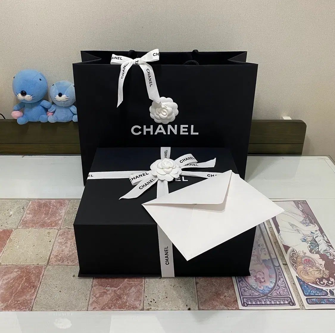 CHANEL マグネットボックス 33 x 26 5 12 バインダー リフィル 冊子 リボン カメリア お買い物バッグ