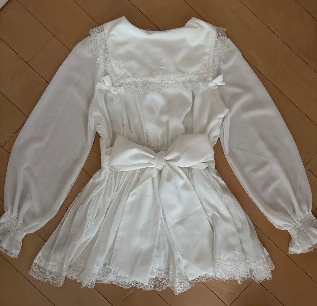  リズリサ ウール モダン レイ レース ONE PIECE 長袖 七分袖 ミニワンピース