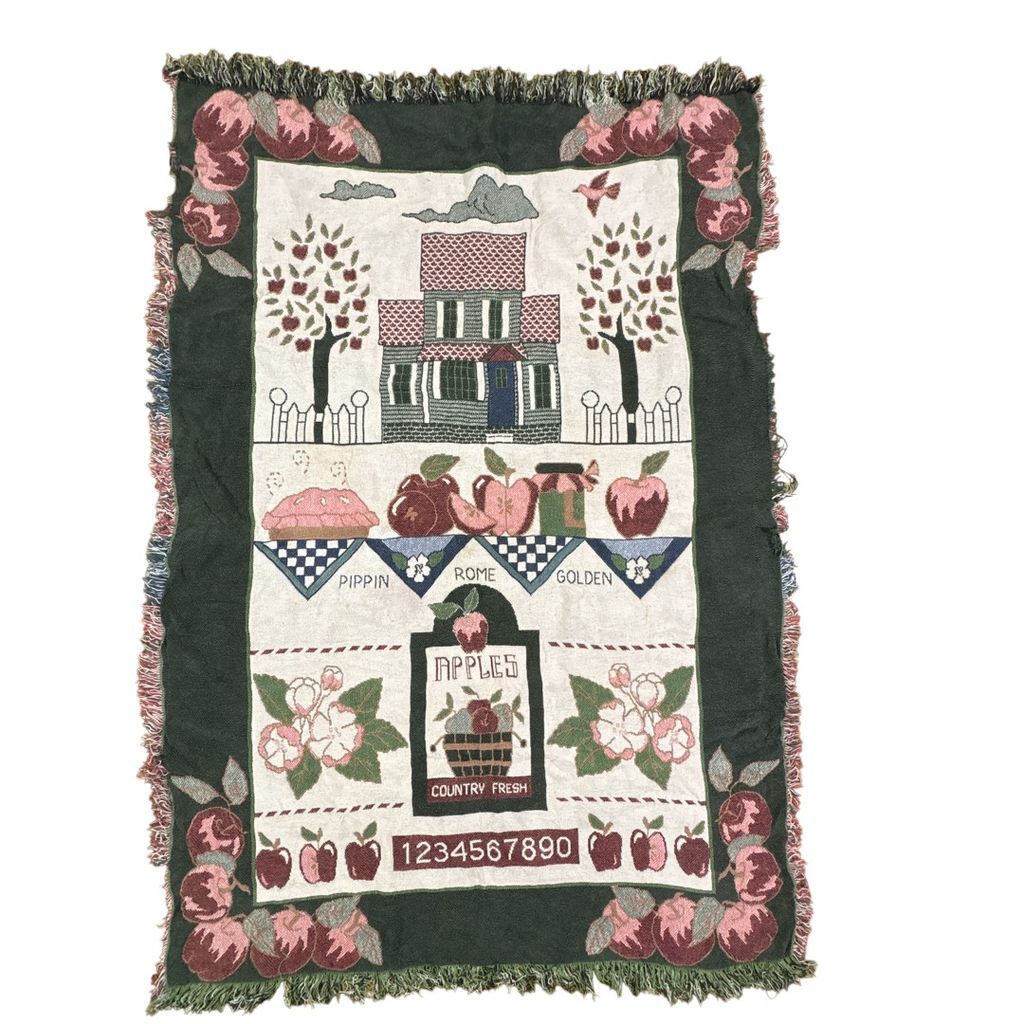 vintageラグ ブランケット マルチカバー タペストリー りんご APPLES