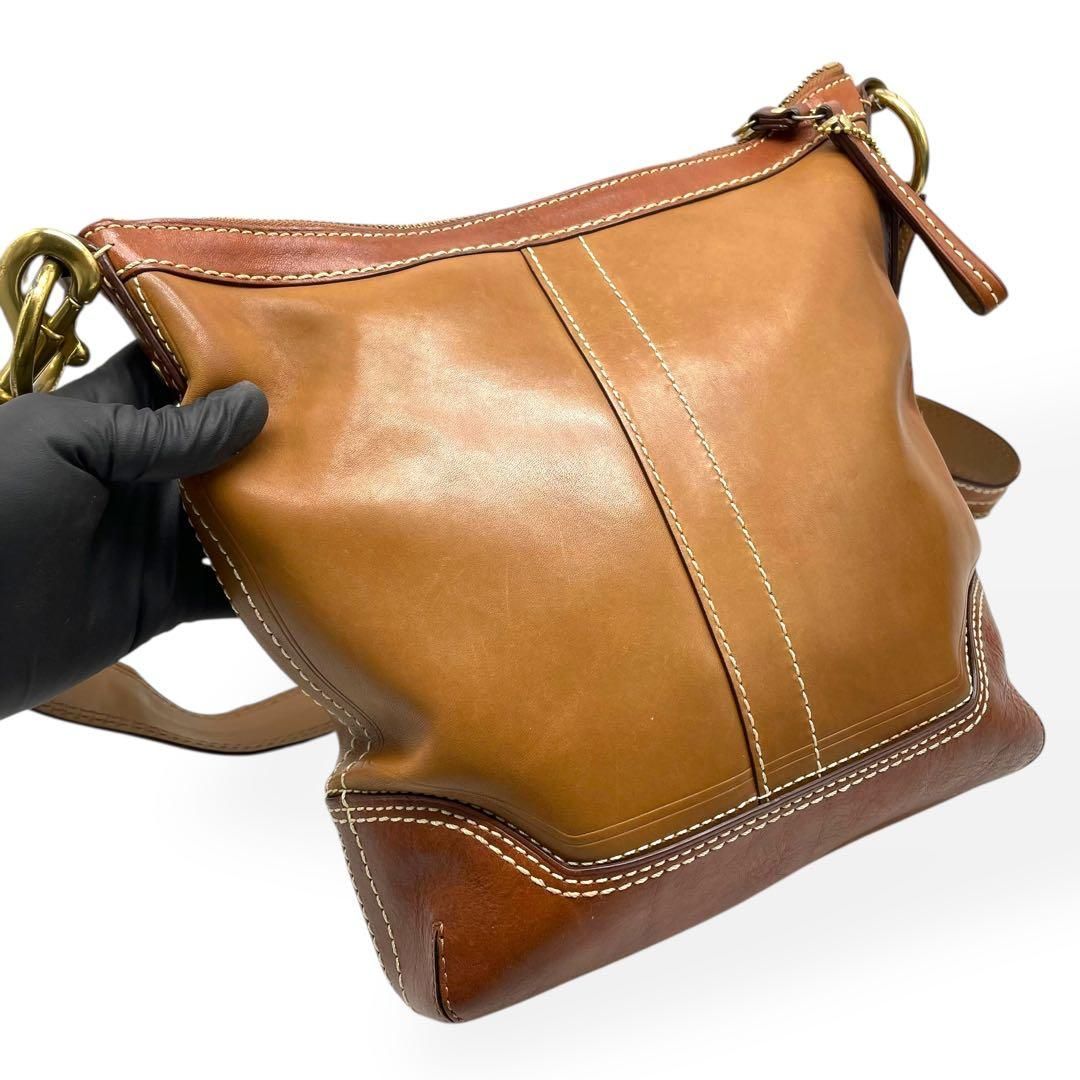 極美品‼︎希少 コーチ 2way チェーンショルダーバッグ C金具 パッチワーク コーチチェーンショルダー 黒 ゴールド金具 レディース カーフ