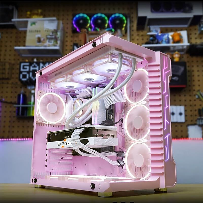 pcケース ミドルタワー ピラーレス ゲーミングpcケース 合金鋼強化ガラス ATX|M-ATX|ITX|Micro-ATXマザーボード対応 360水冷対応 ARGB LEDライトを搭載したミドルタワー型です 机箱主体には取り付け済みのLEDライトバーがあ 1