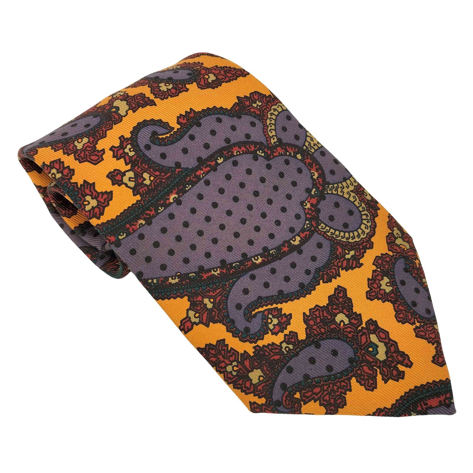 ターンブル & アッサー　ネクタイ　ペイズリー　ブルー　オレンジ　新品未使用 ターンブルアンドアッサー Turnbull & Asser ペイズリー柄ネクタイ