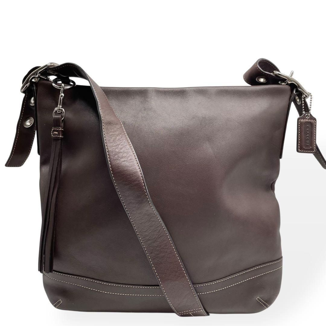 極美品 COACH コーチ ショルダーバッグ ブラウン レザー 斜め掛け