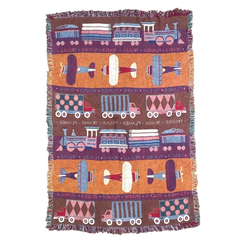 vintageラグ ブランケット マルチカバー タペストリー バス クレヨン