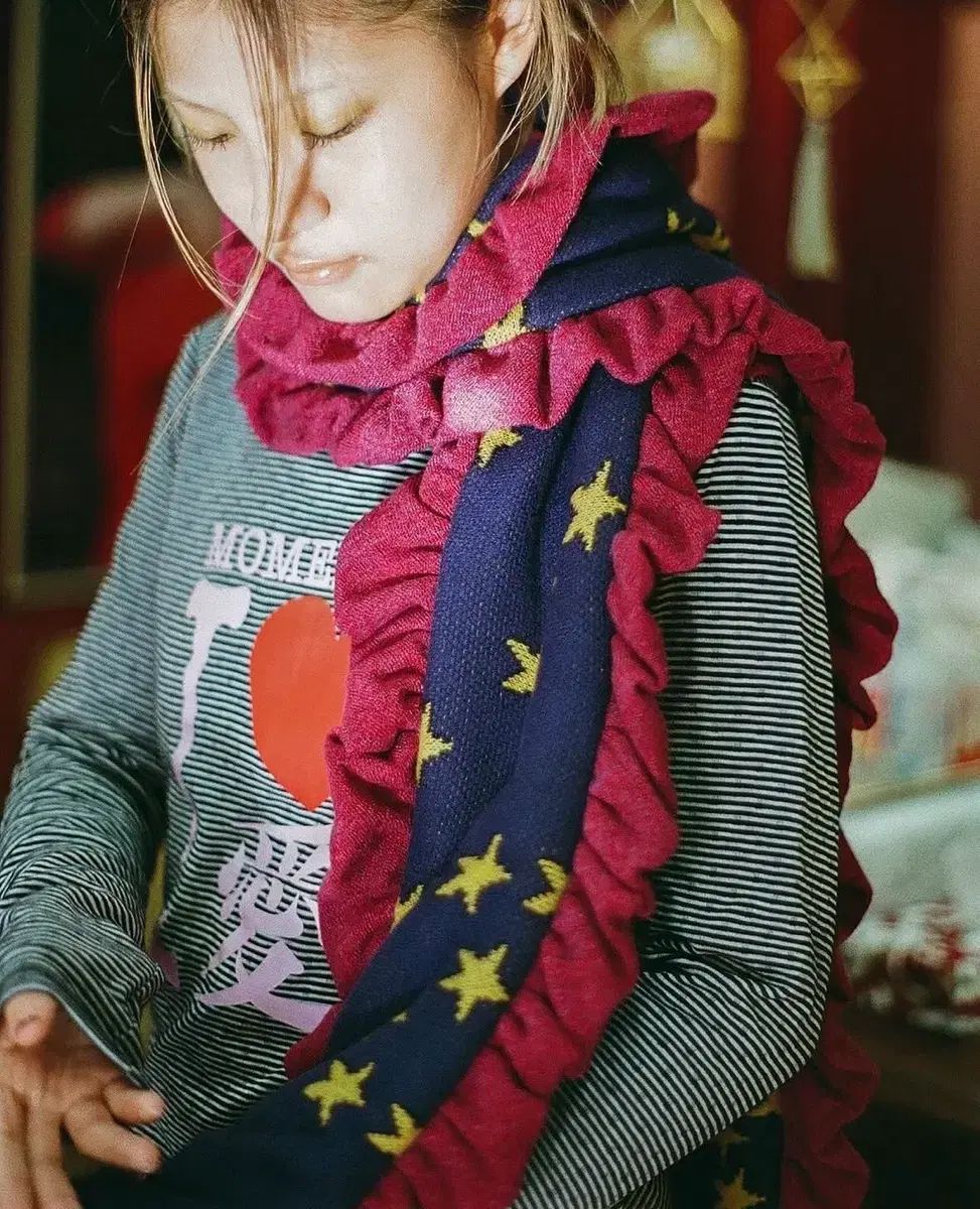 モーメンテル ネイビー ピンク マフラー