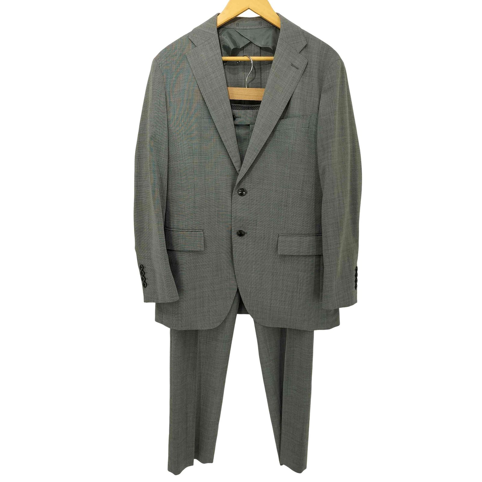 LES MUES ウォッシャブル パンツスーツ セットアップ ダブル グレージュ レミュー LES MUES AOKI ウールブレンドエアクールジャケット ＋