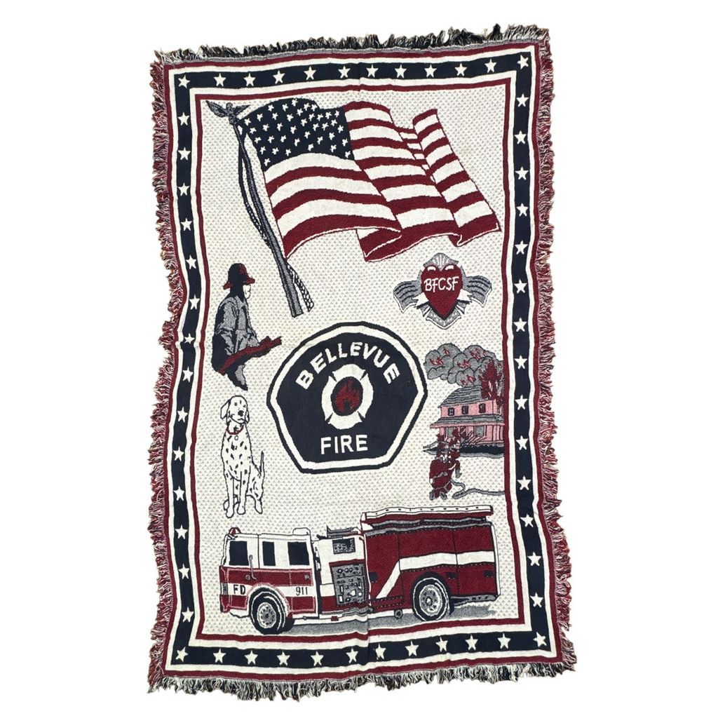 ラグ ブランケット マルチカバー タペストリー 星条旗 消防車 ダルメシアン アニマル Rug Throw Blanket Fire Department 2377