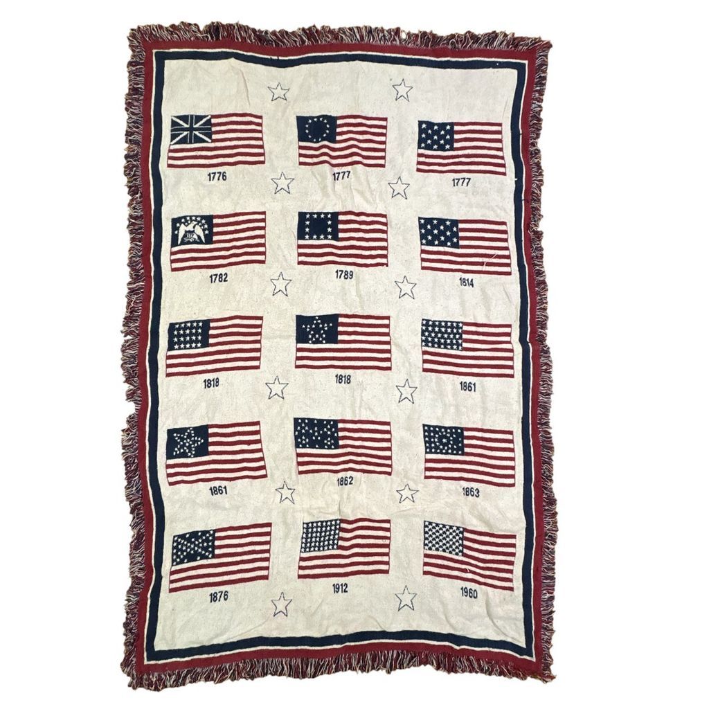 ラグ ブランケット マルチカバー タペストリー 星条旗 USA アメリカ 国旗 図鑑 歴史 Rug Throw Blanket American Flag Pictorial Book History 2380