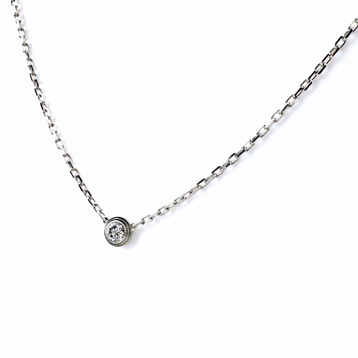 カルティエ CARTIER ダムール ネックレス WG ホワイトゴールド ペンダント 1 Pダイヤ 750 ダイヤモンド レディース